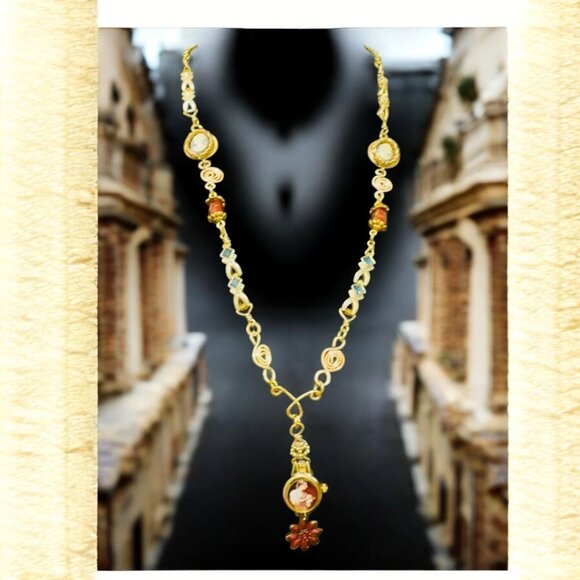 Repurposed VNTG Watch Opera Necklace Scene from the  of Beggars Opera by Hogarth - Picture 11 of 17